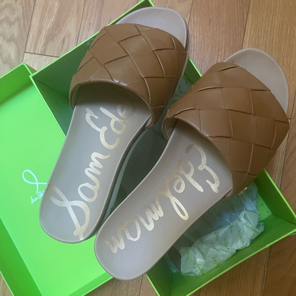 Sam Edelman Tan Woven Slide Sandals - Picture 1 of 8